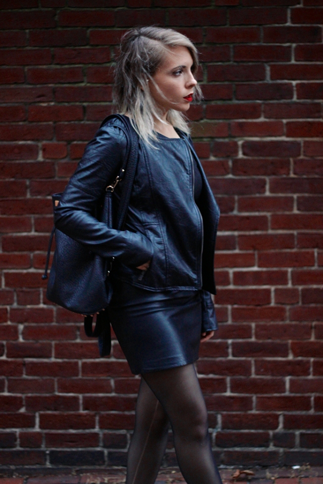 leather dress, leather jacket, leather bag via leather on leather | covetous creatures